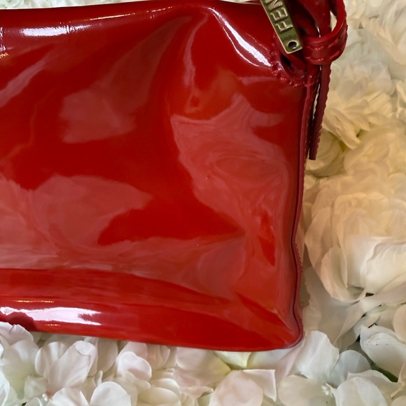 Fendi Mamma Baguette Red Patent Leather Handbag Authentic - Picture 14 of 17